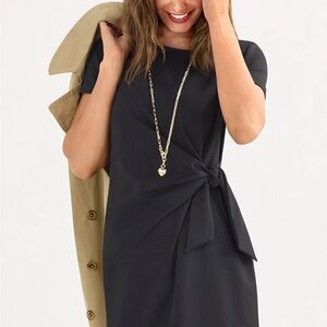 CAbi Black Tie-Detail Dress